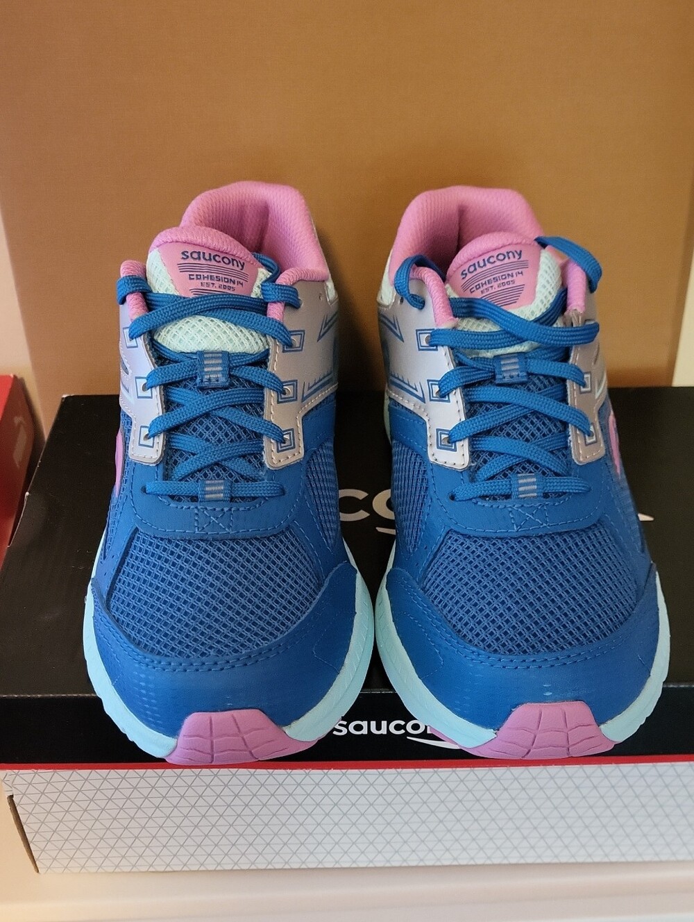 Saucony Girls Cohesion 14 LTT Turq/Pink Sneakets